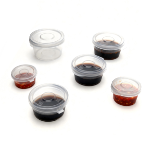 Gobelet à sauce transparent en PP à paroi simple avec couvercle à charnière, tailles de portions de 0,5 oz à 4 oz pour condiments et emballages alimentaires <span class=keywords><strong>WellPack</strong></span> - Product Image 4