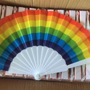 Éventail en plastique personnalisable de 23 cm, style arc-en-ciel, technique de bambou écologique, gravé, personnalisez votre propre design - Product Image 1