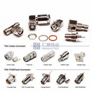 TNC Connector Female Male Jack Plug for RF Coaxial Crimp 4 Hole Flange PCB Mount RG213 RG58 RG400 Conector Angle Straight