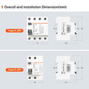 Pemutus Sirkuit Kebocoran Arus Tanah Tipe B ETEK RCCB RCD Din Rail EKL6-100B 4P 6-100A 30mA 10KA <span class=keywords><strong>ELCB</strong></span> Pemutus Sirkuit Kebocoran Arus Tanah - Product Image 6