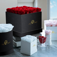 Bouquet de roses éternelles personnalisées pour Halloween, la Saint-Valentin, Noël, OEM, fleurs séchées, roses éternelles, boîte cadeau de luxe