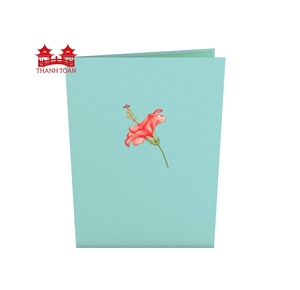 การ์ดอวยพรดอกชบา 3 มิติ ทำมือ สีชมพู พร้อมซองจดหมาย การ์ดขอบคุณ - Product Image 1
