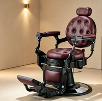 Fauteuil de barbier au design antique élégant, entièrement inclinable, hydraulique, pour usage professionnel en salon de coiffure