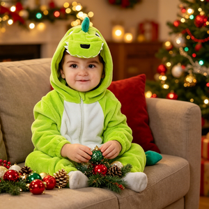 Combinaison en polaire verte pour tout-petit, motif dinosaure, pour Halloween, carnaval, spectacle, jeu de rôle, déguisement animal, pyjama - Product Image 3