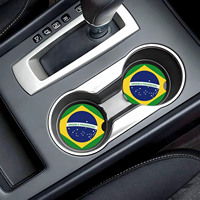 Dessous de verre de voiture de drapeau du Brésil personnalisé, accessoires uniques de dessous de verre de base de liège de pierre en céramique
