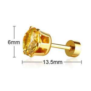 Multi Colors 18K Gold Plated Cubic Zircon Studs Earrings <strong>Stainless</strong> <strong>Steel</strong> <strong>Jewelry</strong> for Women - Product Image 6