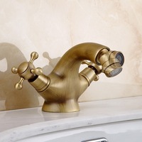 Robinet de lavabo antique à double commande, entièrement en cuivre, style américain, électroplaqué, avec cartouche céramique, anti-éclaboussures, à poser sur le comptoir