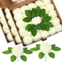 Nouvelle boîte cadeau en mousse PE Dahlia, 8 cm avec support et poignée, fleur artificielle en forme de boule, décoration d'intérieur, arrangement floral