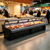 Vitrine réfrigérée commerciale à grande vue avec verre incurvé pour aliments froids, buffet et charcuterie