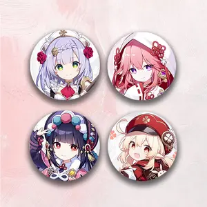 Genshin Impacto Personalizado Impressão Botão De Lata Emblema Anime Tin Pin Badge Set