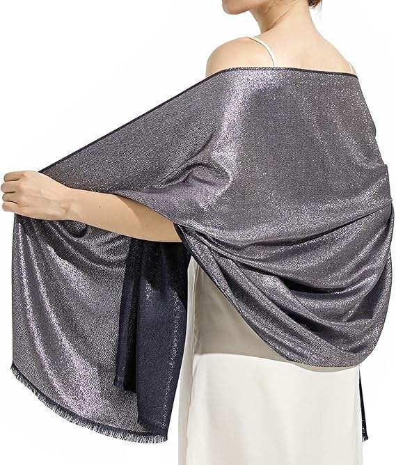 Women's Sparkly Metallic Shawls Wraps Shimmer Hijab Pashmina