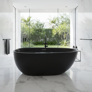 <span class=keywords><strong>Baignoire</strong></span> autoportante moderne ovale pour bain intérieur, en <span class=keywords><strong>acrylique</strong></span> noir, avec fonction massage et hydromassage - Product Image 1