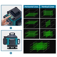 Niveau laser numérique vert 4D à 16 lignes, auto-nivelant à 360°, laser croisé horizontal et vertical de haute précision avec télécommande