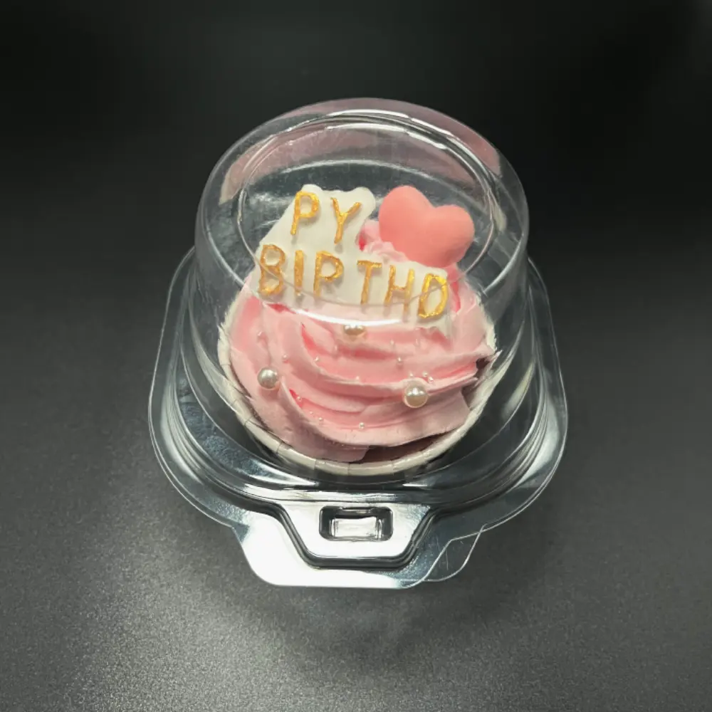 Recipientes/caixa para cupcake PET de plástico descartável transparente com compartimento único por atacado