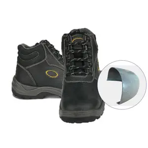 Botas de trabajo de seguridad para hombre, zapatos de cuero con punta de acero, a prueba de agua, protección de tobillo, S1P
