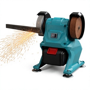 electric grinder, mini desktop dual-wheel sharpener, household polishing and rust removal <b>tool</b>, small lithium battery-<b>powered</b> - Product Image 5