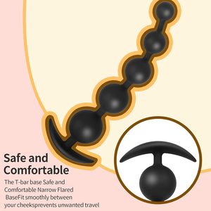 シリコーンヒッププラグおもちゃ,5ボール付きシリコーンアナルビーズ徐々にサイズアップ & 安全なT型ベース,カップル用大人用アナル玩具 - Product Image 4