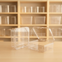 Boîte de rangement carrée mini en plastique PP transparent avec couvercle à charnière, pour bijoux, pilules, bouchons d'oreilles, organisateur portable, vente en gros