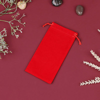 Pochette en velours noir flocage simple face avec cordon de serrage, emballage pour bijoux et écouteurs, directement de l'usine