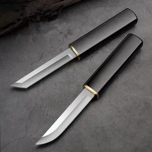 Nuevo cuchillo popular de 2 cuchillas en 1 para exteriores, cuchillo de bolsillo de acero inoxidable con funda para cocina, camping, picnics y barbacoa