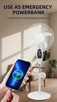 Ventilateur sur pied multifonction solaire, double alimentation AC/DC, batterie de secours 12V, télécommande, oscillation 9 vitesses, en plastique, pour la maison
