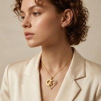 Collar con Colgante de Guepardo en Forma de Corazón de Plata de Ley S925, Joyería con Acabado Cepillado, Collar de Moissanita para el Amor