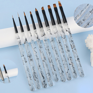 Kit de Pinceaux à Ongles avec Manche en Strass pour Nail Art, Effet Ombré, Rond, Plat, Liner, Forme Ovale, pour Peinture au Gel et Manucure en Salon - Product Image 1