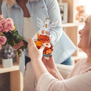 Rose éternelle véritable en verre avec figurines d'anges – Fleurs fraîches pour grand-mère, sœur, épouse, elle, de la part de sa fille - Product Image 4