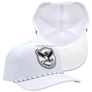 Casquette de baseball et de golf sportive imperméable à 5 panneaux en PVC et caoutchouc, avec logo découpé au laser et trous, pour le hockey, vente en gros - Product Image 2