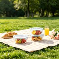 Lot de 2 récipients alimentaires ronds en verre avec couvercles hermétiques, en borosilicate, pour la préparation des repas en cuisine