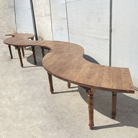 Table de repas rustique luxueuse en teck courbé en forme de serpentine pour l'extérieur, idéale pour les hôtels et les mariages