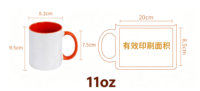 Mug à sublimation personnalisé 11 oz bicolore, intérieur et poignée en céramique, tasse à café vierge pour impression DIY, vente en gros