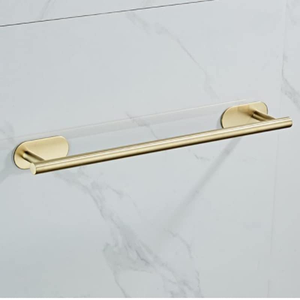 Lot de 4 accessoires de salle de bain en acier inoxydable noir et or : barre de douche, anneau porte-serviette, crochet, porte-papier, barre porte-serviette, ensemble noir pour la maison - Product Image 5