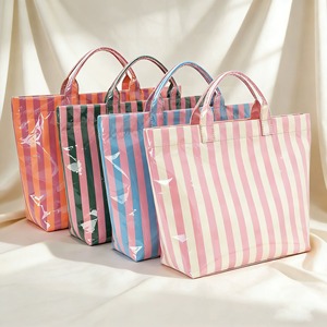Stylish Striped Tote Bag Large Capacity Waterproof Fashionable Design For Everyday Use - Product Image 1