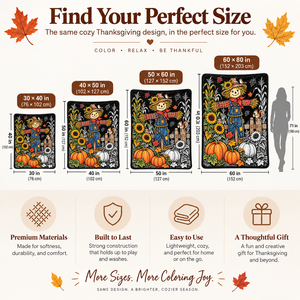 Custom Thanksgiving DIY Coloring <b>Blanket</b> Kids Art Washable Soft Flannel <b>Fleece</b> <b>Blanket</b> Throw for Family Gift Toy - Product Image 6