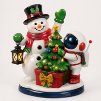 Sculpture de Père Noël Astronaute en Résine Personnalisée Peinte à la Main, Résistante à la Corrosion, Décoration de Noël pour Centre Commercial