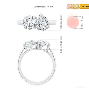 อินเทรนด์ Toi et Moi แหวนเพชรที่โตแล้ว14K/18K สีทองคำขาวชุบทองคำขาวแหวนหมั้นได้รับการรับรองอย่างยอดเยี่ยมเหมาะกับชายและหญิง - Product Image 2