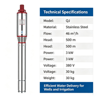 Pompe submersible électrique multi-étages en acier inoxydable D150QJD personnalisée, avec turbine flottante résistante au sable et de grand diamètre
