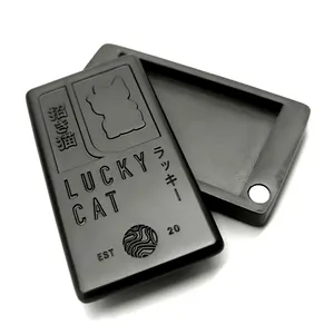 Lucky Cat wadah logam magnetis, wadah logam kecil dengan tutup, isi ulang daya magnetis