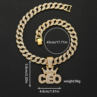 Collier cubain avec pendentif lettre couronne Hip Hop, accessoires pour hommes Hipster, danse de rue, club de rue