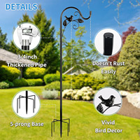 Support suspendu de jardin réglable en métal inoxydable de base de 67 pouces crochets pour bergers d'oiseaux