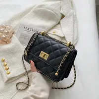 Nouveau design petit sac carré en treillis de diamant Pu Fashion sac messager à bandoulière simple pour femme sac à main avec chaîne à fermeture éclair