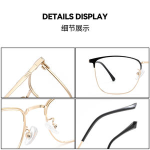 Lunettes de vue demi-cerclées pour homme Refined Scoundrel, monture rectangulaire noire et or, légères, 96066, origine Danyang - Product Image 5