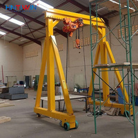 Grue portique mobile HNTIWIN certifiée CE, à roues en caoutchouc sans rail, capacité 5-10 tonnes, avec palan à chaîne, hauteur de levage 10m et garantie de 3 ans