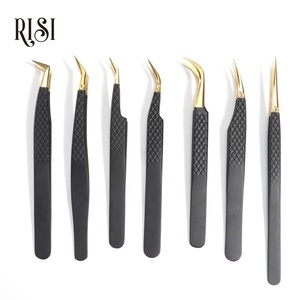 Risi pinças de extensão de cílios, pinças de alta precisão em fibra com 45 75 a 90 graus de aço inoxidável, para extensão de cílios - Product Image 1