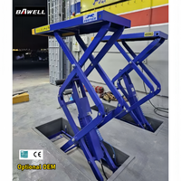 Elevador Hidráulico Ultrafino de Cuatro Cilindros para Autos, Elevador de Tijera de Elevación Completa, Certificado CE, Plataforma de Acero de 25 mm, Perfil Bajo