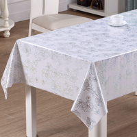 Nappe en PVC imprimée au laser RNPT avec des roses roses, surface blanche et support en tissu pour les tables de salle à manger