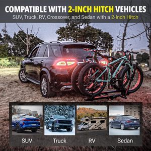 Porte-vélos Ambull Factory Tilt Fold Anti-Theft Hitch and Wheel Lock Hitch Mount 2-Bike Rack avec rampe pour vélo pour voiture SUV RV camion - Product Image 6