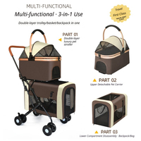 Poussette double de luxe de haute qualité pour animaux de compagnie avec porte-bébé amovible, poussette haut de gamme pour chiens et chats pour les voyages