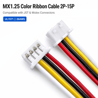 Cable flexible de PVC aislado y colorido con conductor de cobre estañado, terminales MX1.25, 2P-15P, 450 mm de longitud para cableado electrónico